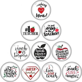 18mm Snap Buttons Mixed Round Glass Cabochons - 10pcs