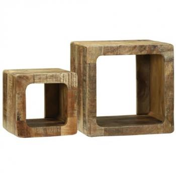 Mueble de TV 2 Pcs Marrón Madera Sólida de Mango