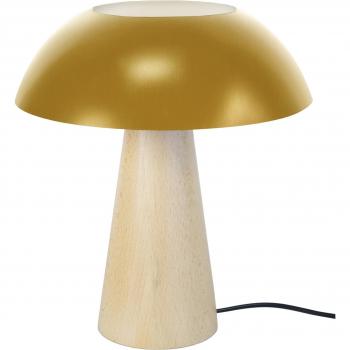 Lampe posette conique bois naturel STAR TREK avec abat-jour bol doré