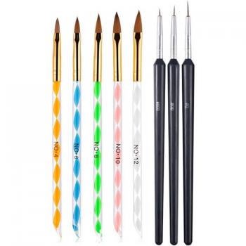 Nail Art Liner Brush Set - 8 Pcs