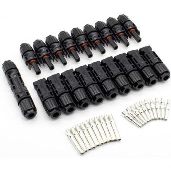 Connecteurs solaires mâle-femelle 10 paires + 1 clé pour câbles 2,5mm²/4mm²/6mm²