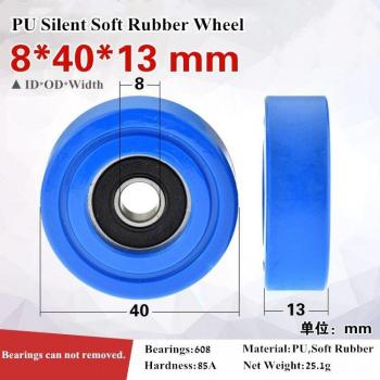 608 Silent Guide Wheel Coated PU Soft Rubber Flat Wheel 8x40x13mm