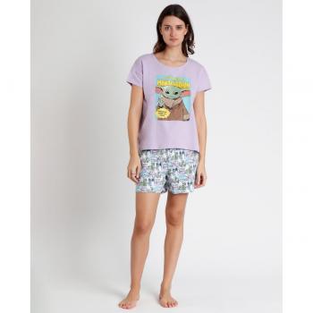 Pijama Corto Disney Grogu Lila para Mujer
