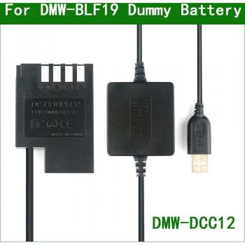 Batterie factice DMW-BLF19 USB 5V vers DMW-DCC12 pour Panasonic DMC-GH4