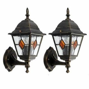 Morecambe Dual Wall Lamp – IP44, Black & Brushed Gold