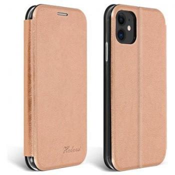 Carcasa premium de cuero para iPhone 11 con bolsillo y soporte en tono oro rosado