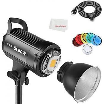 Godox SL‑60W LED Video Light Kit – 5600K White, 190cm Stand, Bowens Softbox