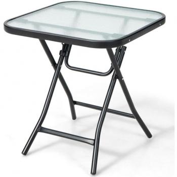 Bistro de Jardin Pliante en Verre Trempé 465 mm × 465 mm × 42 mm – 25 kg