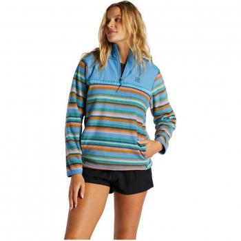 Felpa Billabong Boundary Lite con Mezza Cerniera Blu per Donna