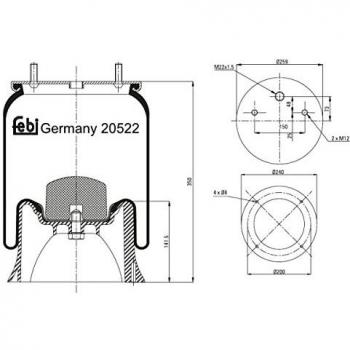 Febi Bilstein Boot Suspension Air Spring 20522
