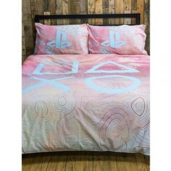 Playstation Marble Duvet Cover Set Double Pink/Blue