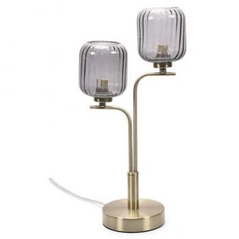 Amelie Gold Stem 2 Way Ribbed Glass Lamp Table Light with LED Bulbs