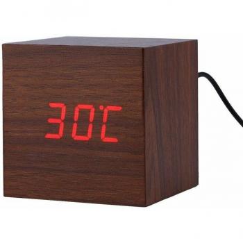 Wooden Digital Alarm Clock with Sound Control