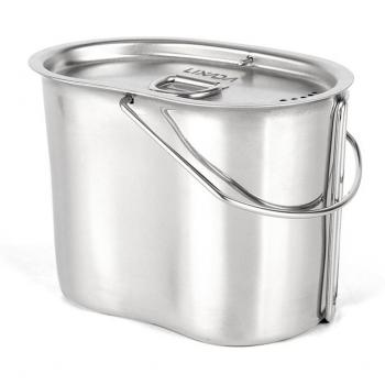 Taza de Acero Inoxidable Lixada para Camping con Tapa y Mango Plegable