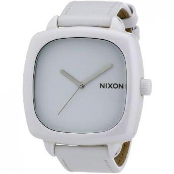 Nixon Damen Uhr Ceramic Shutter – Weiß, analog Quarz, Lederarmband (Model A262100‑00)