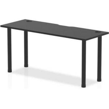 Impulse Black 1600 x 600mm Straight Table Black Top with CP Black Leg