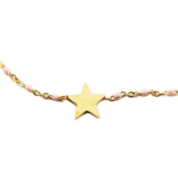 Collar de diseño 'Una Estrella Nació' en acero rosa dorado - 10x10 mm