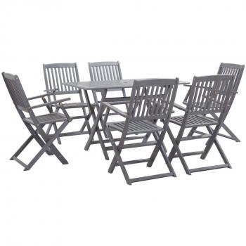 VidaXL Meissa Rectangular 7 Piece Outdoor Dining Set in Solid Acacia Wood - Grey Color