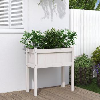 Jardinière Pieds Blanc 70×31×70 cm, bois de pin, modèle 837556