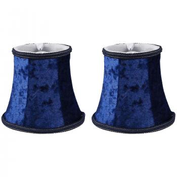 Abat-jour en flanelle bleue pour lampe murale E14 avec clips en tissu