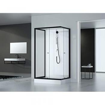 Marwell Black‑White Duschkabine mit Armaturenset (110 × 80 cm, 200 cm Höhe)