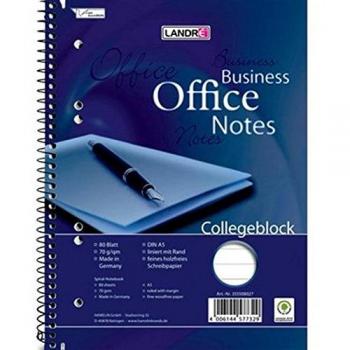 Collegeblock Work, DIN A5, liniert, 80 Blätter, Rand links, 70g/qm, holzfrei, 6-fach Lochung, Microperforiert