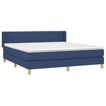 Letto matrimoniale Giroletto a Molle con Materasso Blu 160x200 cm in Tessuto