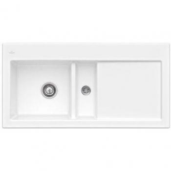 Évier 1 cuve et demi Villeroy et Boch 677000R1 Blanc Alpin