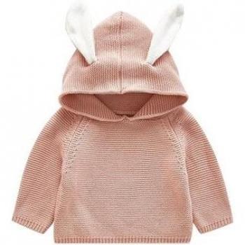 Kids Rabbit Ear Hooded Sweater - Long Sleeve Knit Top for Toddlers (3M-3T)