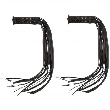 Grips Moto 7/8 pouces en Cuir avec Franges Noir