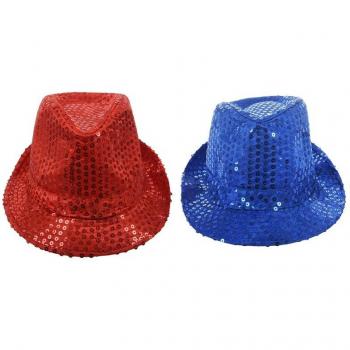 2 Pack Sequin Party Hats - Red & Blue