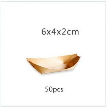 50pcs Disposable Wooden Sushi Snack Plate