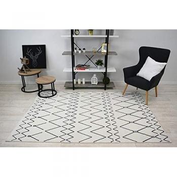 ETNO Wit-Blauwe Microzigzag Tapijt – 160x230 cm