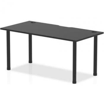 Impulse Black Series 1600 x 800mm Straight Table Black Top with Cable