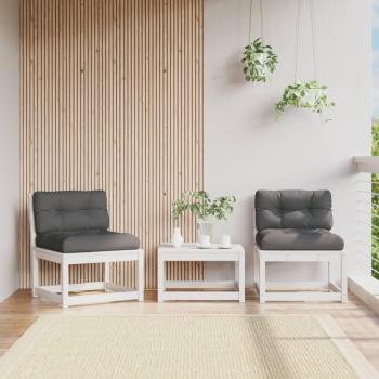 VidaXL Garden Sofas with Cushions 2pcs White Solid Wood Pine