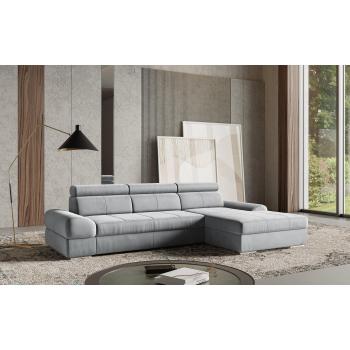 SIT & MORE Broadway L‑Form Ecksofa mit Bettfunktion – hellgrauer Stoff, 100% Polyester