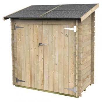 Alce Living Abri de jardin adossé en bois de pin brut Ambrogio 155 x 85 x 165 cm