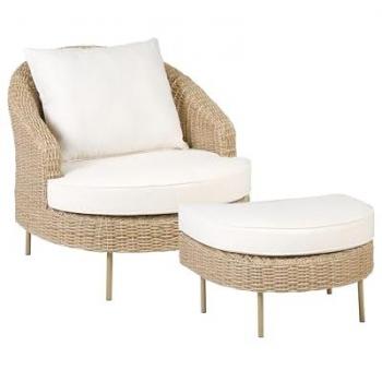 Boho Gartensessel mit Fußhocker