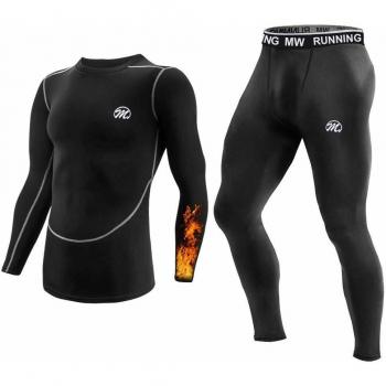 MeetHoo Ensemble de sous-vêtements Thermiques Homme, Noir, S