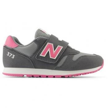 Baskets New Balance 373 grises pour fille avec logo rose à scratch