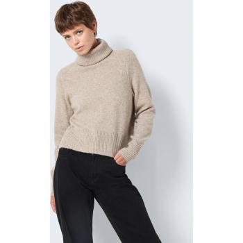 Noisy May Strickpullover NMFRIVA L/S ROLL NECK KNIT NOOS - Damen - weiß meliert - XS bis XL