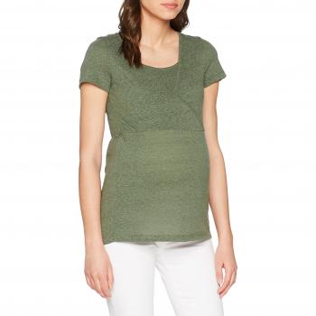 MAMALICIOUS Mlelenoir Tess S/s Jersey Top Nf V, Camiseta de Tirantes Premamá para Mujer, Verde