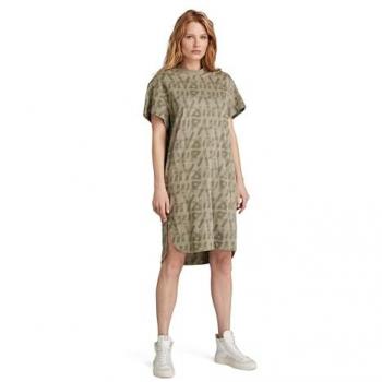 Vestito Corto Verde G-Star RAW a Maniche Corte in Cotone Stampato - Taglia S
