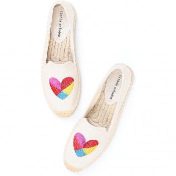 Heart-Shaped Flat Platform Hemp Slip-On Espadrilles for Women - Casual Spring/Autumn Shoes