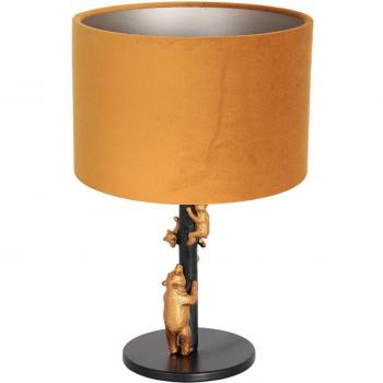 Lampe de table Animaux 8235ZW, métal, velours, noir, or