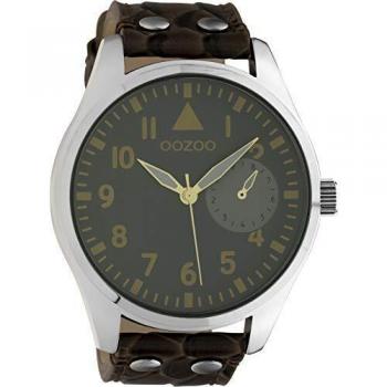 Oozoo Unisex Quarzuhr Timepieces Analog 50mm Lederarmband dunkelbraun