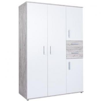 Arthur Berndt Bente 4-Door Children's Wardrobe White and Grey 188cm H x 130cm W x 54cm D