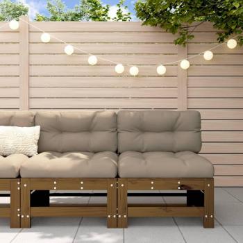 Conjunto de sofás centrales de jardín en pino marrón miel