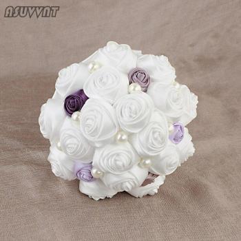 Artificial Purple Pearl Wedding Bouquet