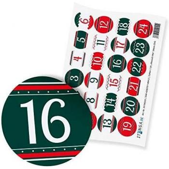 Itenga Aufkleber itenga 24x Zahlensticker Z54 Klassisch Mix 1-24 I 2,0cm